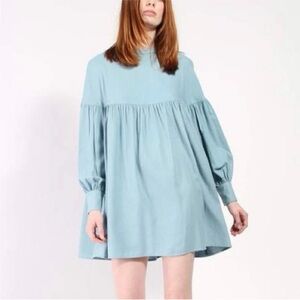 Canceled item relist: TOWN Clothes Salima Mini Dress S - Daphne Blue - Silk Noil